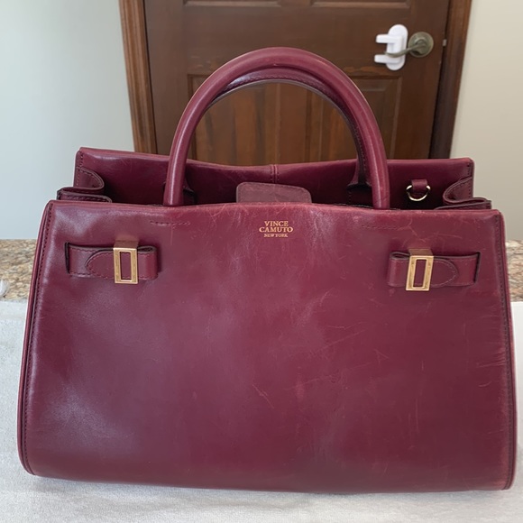 Vince Camuto | Bags | Vince Camuto Burgundy Leather Handbag With Dust ...